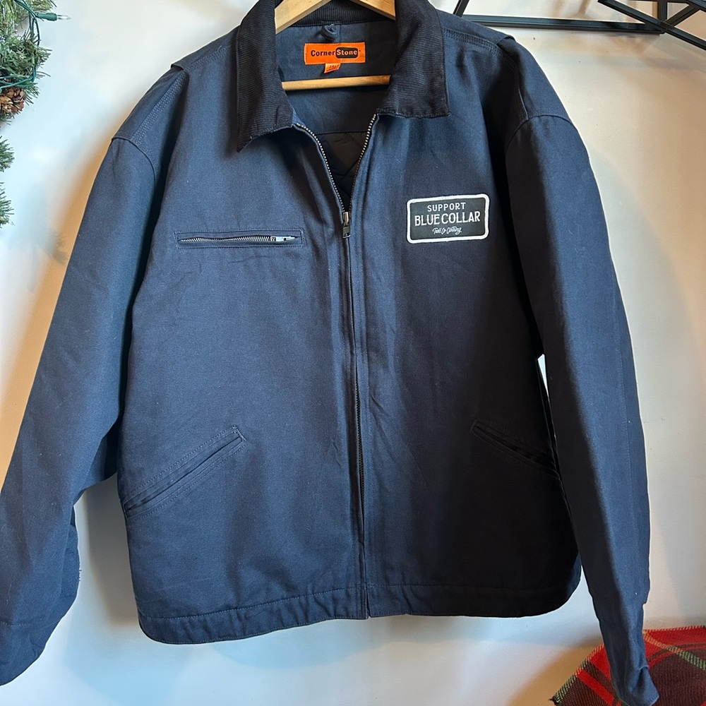 Men's Blue Canvas Insulated Work Jacket